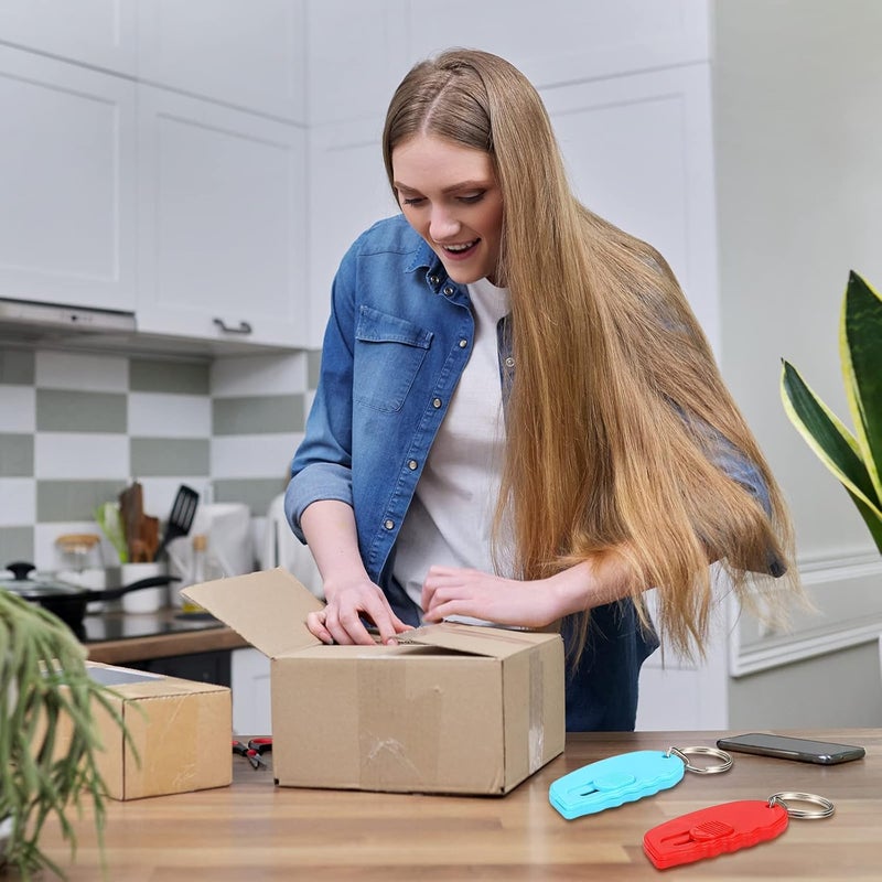 Minatee 12 Pack Mini Box Cutter Portable Mini Keychain Box Cutter with Auto Retractable Blade Pocket Utility Knives Small Letter Opener for Opening Packages(Classical Color) - Image 5